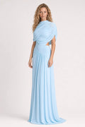 Black Asymmetrical Pleated Maxi Dress